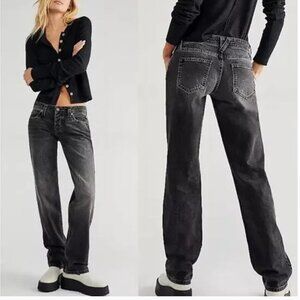 WE THE FREE SHELBY LOW RISE BLACK STRAIGHT LEG JEANS SIZE 24 FREE PEOPLE NWT
